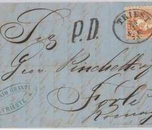 51179 - AUSTRIA - POSTAL HISTORY: UNIFICATO 36a COVER FRONT from TRIEST to FORLI