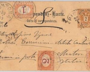 50553 - AUSTRIA  - POSTAL STATIONERY from TRIESTE - TAXED Segnatasse 1887
