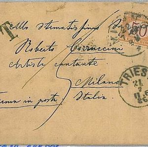 36757  AUSTRIA - BUSTA da TRIESTE a MILANO - TASSATA in ARRIVO 1886