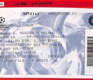 C1256  - Vecchio  BIGLIETTO PARTITA CALCIO -  2003  INTER vs  CF VALENCIA