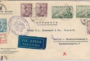 41792 España - HISTORIA POSTAL: CARTA con DOBLE CENSURA: Alemania y España  1941