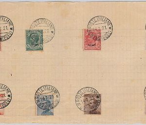 48445 - STORIA POSTALE  --  SIMI  vari francobolli su FOGLIO 1921