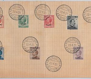 48446  - STORIA POSTALE  --  CARCHI Sassone 1/7 + 8  su FOGLIO
