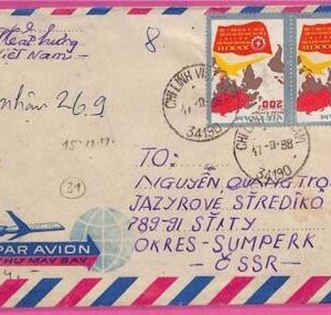 ag1532 - VIETNAM -  Postal History - Air mail COVER to Czechoslovakia- 1988