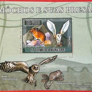 A4450 - SAO TOME & PRINCIPE- ERROR MISPERF Souvenir s: 2007 Owls, Birds, Rodents
