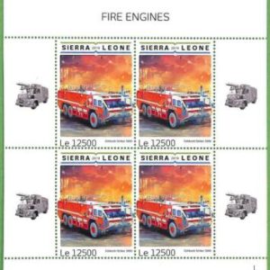 A2542 - SIERRA LEONE - FEHLER: MISPERF, Kleinbogen - 2019 Firetrucks Engines