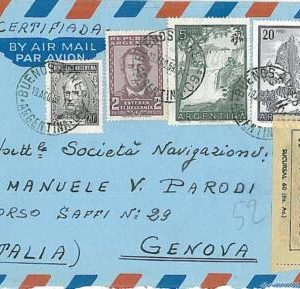18936 - ARGENTINA  - Postal History - REGISTERED AIRMAIL COVER: to ITALY  1959