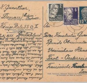 56153 - GERMANY DDR - POSTAL HISTORY: POSTAL STATIONERY CARD 1951