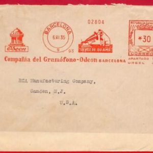 a1039 - SPAIN - Postal History - Red postmark on cover DOGS music records 1935