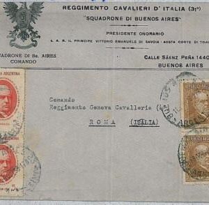 37362   ARGENTINA - Postal History COVER from REGIMENTO CAVALIERI D'ITALIA squad