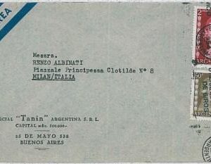 37369  - ARGENTINA - Postal History : AIRMAIL to ITALY - 1954 - EVITA !