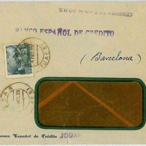 34631 - SPAIN España - POSTAL HISTORY - JODAR censura FET y JONS !! GUERRA CIVIL
