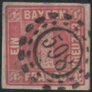 77958f  - GERMANY Bayern -  STAMP:  Michel  #3  -  USED  - numeral postmark