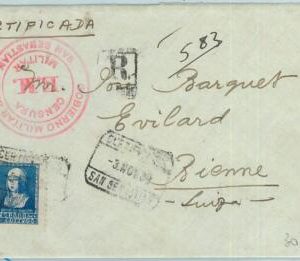 66909 - SPAIN - Postal History - COVER with CENSURA MILITAR to SWITZERLAND 1939