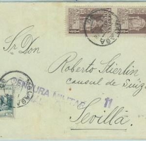 66912 - SPAIN - Postal History - COVER with CENSURA MILITAR from MALAGA 1937
