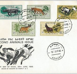 64916 - ETHIOPIA - POSTAL HISTORY -  FDC COVER: Michel # 532/6 1966  ANIMALS