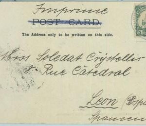 68807 - GERMANY: Guinea - Postal History - POSTCARD: Simpsonhafen to SPAIN 1909