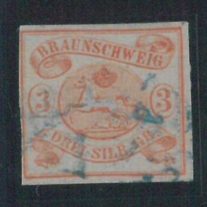 78069 - GERMANY Braunschweig  STAMP: Michel  # 3  Very finely USED blue postmark