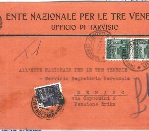 71696 - ITALIA RSI - storia postale -  BUSTA spedita da TARVISIO  tassata 1944