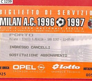 C1239 - Vecchio BIGLIETTO PARTITA CALCIO - 1996-1997 MILAN
