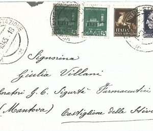 71698 - STORIA POSTALE -  affrancatura mista REGNO + RSI su BUSTA  1945