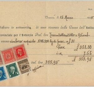 71701 - RSI - STORIA POSTALE:  Monumenti distrutti  come FISCALI su Ricevuta