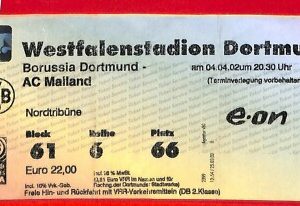 C1244 - Vecchio BIGLIETTO PARTITA CALCIO - 2002 BORUSSIA DORTMUND AC MAILAND