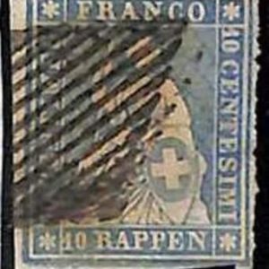 94993cB - SWITZERLAND - STAMP - Zumstein # 23 Green Thread  / Medium  Paper USED