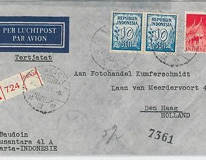62346 -  INDONESIA - POSTAL HISTORY -  REGISTERED COVER to HOLLAND 1951