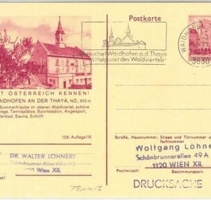 54486 -  AUSTRIA - POSTAL HISTORY:  STATIONERY CARD :  Waidhofen  TENNIS  1974