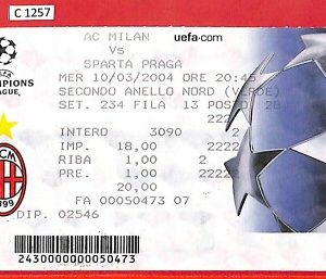 C1257 - Vecchio BIGLIETTO PARTITA CALCIO - 2004 MILAN VS SPARTA PRAGA