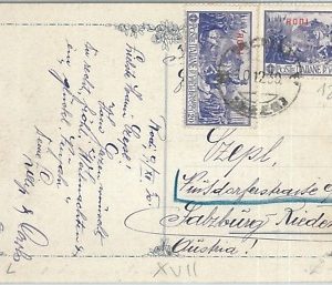 71447 - Egeo RODI - Storia Postale - Sas #15 *2 su CARTOLINA  per l'AUSTRIA 1930
