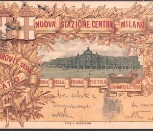 Lib546 - CARTOLINA d'Epoca Illustrata - STAZIONE CENTRALE di MILANO Ferrari 1906