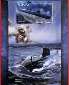 A4628 -SIERRA LEONE -ERROR IMPERF, Foglio ricordo: 2018, Sottomarini, Royal Navy