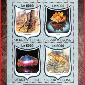 A4702 - SIERRA LEONE - ERRORE MISPERF, Miniatura: 2016, Dinosauri, Minerali