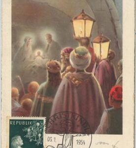 59100  - AUSTRIA - POSTAL HISTORY: MAXIMUM CARD 1954  -  RELIGION Xmas