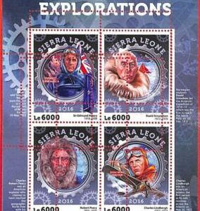 A4571 - SIERRA LEONE - ERROR MISPERF: 2016 Explorers, Aviones, R. Peary,...