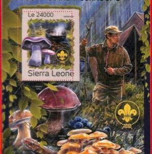 A4653 - SIERRA LEONE - ERROR MISPERF, Hoja de recuerdo: Boy Scouts 2016, Hongos