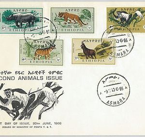 64914 - ETHIOPIA - POSTAL HISTORY -  FDC COVER: Michel # 532/6 1966  ANIMALS