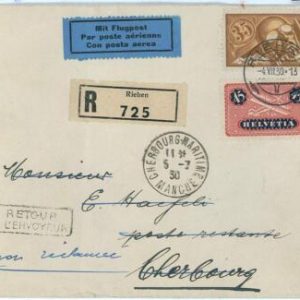 P0059 - Switzerland - POSTAL HISTORY - SBHV # F6 + F8 on cover - Riehen Cheboug