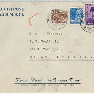 59341  -   INDONESIA - POSTAL HISTORY: COVER to ITALY - 1955 - ANIMALS