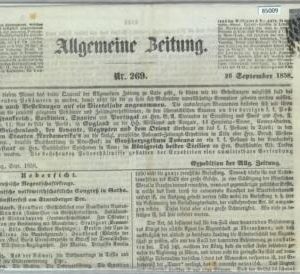 85009 - GERMANY - POSTAL HISTORY - Stamp on NEWSPAPER Allgemeine Beitung 1858