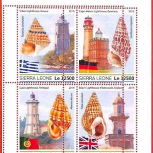 A4612 - SIERRA LEONE - ERRORE MISPERF: 2019, Fari, Conchiglie, Bandiere