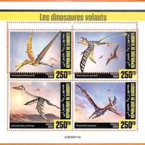 A5819 - DJIBOUTI - ERROR, 2020, MISPERF MINIATURE SHEET: Dinosaurs, Prehistory