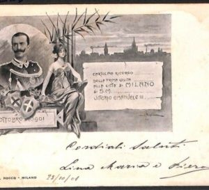 Lib534 - CARTOLINA d'Epoca Illustrata - PRIMA VISITA di VE III  1901  MILANO
