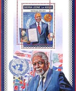 A4557 - SIERRA LEONE - ERROR MISPERF, Souvenir s: 2018, Premio Nobel, Kofi Annan