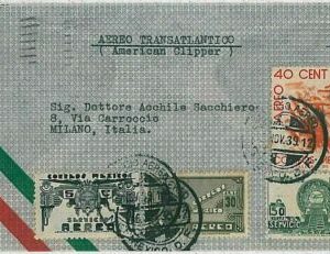 37531  MEXICO -  POSTAL HISTORY:  COVER to ITALY via TRANSATLANTIC CLIPPER  1939