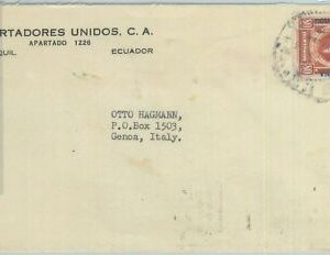 81616 - ECUADOR  - POSTAL HISTORY -   Overprinted stamp on COVER  to ITALY 1950