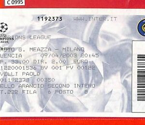 C0995 - ENTRADA ANTIGUA DE FÚTBOL - 2003 INTER vs CF VALENCIA