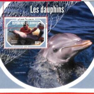 A1728 - DJIBOUTI, ERROR: MISSPERF, SOUVENIR SHEET - 2018, Dolphins, Marine life